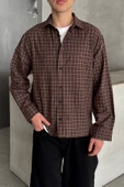 Erkek Oversize Kesim Kareli Gömlek - 8