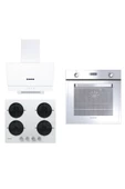 HOOVER 3LU BEYAZ CAM ANKASTRE SET (HOT3051WI/E FIRIN/HVW6MW SETUSTU OCAK/HDG6C2GWTK DAVLUMBAZ) - 1