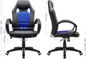 Songmics Yarış Koltuğu, Ofis Koltuğu, Oyuncu Koltuğu, Yönetici Koltuğu, Döner Sandalye, Poliüretan, Siyah/Mavi, Obg56L - 1