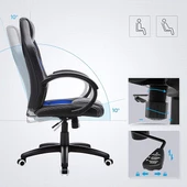 Songmics Yarış Koltuğu, Ofis Koltuğu, Oyuncu Koltuğu, Yönetici Koltuğu, Döner Sandalye, Poliüretan, Siyah/Mavi, Obg56L - 4
