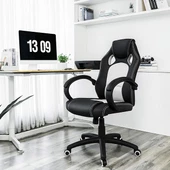 Songmics Yarış Koltuğu, Ofis Koltuğu, Oyun Koltuğu, Yönetici Koltuğu, Döner Sandalye, Poliüretan, Beyaz, OBG56BWV1 - 5
