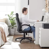 Songmics Yarış Koltuğu, Ofis Koltuğu, Oyun Koltuğu, Yönetici Koltuğu, Döner Sandalye, Poliüretan, Siyah, Obg56BV1 - 4