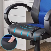 Songmics Yarış Koltuğu, Ofis Koltuğu, Oyuncu Koltuğu, Yönetici Koltuğu, Döner Sandalye, Poliüretan, Siyah/Mavi, Obg56L - 3