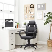 Songmics Yarış Koltuğu, Ofis Koltuğu, Oyun Koltuğu, Yönetici Koltuğu, Döner Sandalye, Poliüretan, Siyah, Obg56BV1 - 5