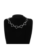 Gri Kalp Metal 35 cm Zincirli Choker Kolye Takı - 1