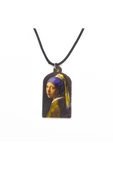 Van Gogh Inci Küpeli Kız Suni Deri Ipli Hediyelik Kolye Takı - 1