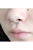 Paslanmaz Çelik Gümüş Renk Mıknatıslı Fake Sahte Septum Piercing - 3