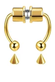 Altın Renk Mıknatıslı Fake Sahte Septum Piercing - 1