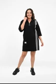 Kadın Büyük Beden Yarım Fermuarlı Şerit Detaylı Spor Elbise 5277-25 - 2