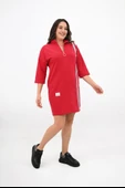 Kadın Büyük Beden Yarım Fermuarlı Şerit Detaylı Spor Elbise 5277-25 - 11