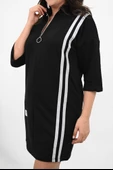 Kadın Büyük Beden Yarım Fermuarlı Şerit Detaylı Spor Elbise 5277-25 - 7