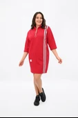 Kadın Büyük Beden Yarım Fermuarlı Şerit Detaylı Spor Elbise 5277-25 - 10