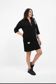 Kadın Büyük Beden Yarım Fermuarlı Şerit Detaylı Spor Elbise 5277-25 - 5