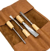 Rox Wood 0127 Deri Çantalı Premium İskarpela Seti 4 Parça - 1