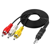 Av kablo 3 Rca To Aux 3.5mm 1.5 Metre (Tüplü Tvye Hd Uydu Bağlar) - 1