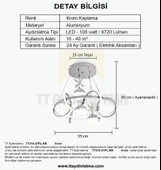 TT Aydınlatma TT314-3TPL-KR  Büyük Sarmal Modeli Krom Kaplama Led Avize - 4