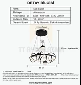 TT Aydınlatma TT314-3TPL-SY  Büyük Sarmal Modeli Mat Siyah Led Avize thumbnail 4