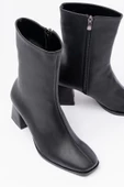 Siyah Topuklu Fermuarlı Kadın Bot - 6
