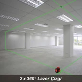 KOBB KBL34GTP Şarjlı 3X360⁰ Otomatik Hizalamalı Yeşil Çapraz Çizgi Lazer Distomat + Tripod - 4