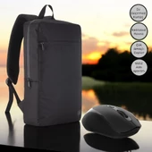 Classone Mila PR-EK100 15,6'Su Geçirmez Kumaş Fermuar Notebook Sırt Çantası+Kablosuz Mouse - 7