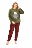 Jiber Kadın Welsoft Kışlık Pijama Takımı 3917 - 1 Adet  Haki S - 4