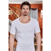 BERRAK 1002 Açık Yaka Erkek Fanila 6 Adet   Beyaz 4XL thumbnail 2