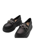 Hakiki Deri Siyah Kadın Ayakkabı Eva Taban Loafer thumbnail 3