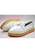 Gerçek Deri Beyaz Çok Hafif Kadın Ayakkabı Loafer thumbnail 4
