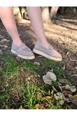 Hakiki Deri Bej Günlük Kadın Ayakkabı Loafer Eva Taban Makosen Babet Loafer1 - 6