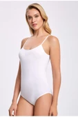 İlke Kadın Likralı Kançalı İp Askılı Body 248/249 - 6 Adet  Beyaz L thumbnail 1
