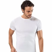 6'Lı Erdem 1197 Ribana Sıfır Yaka Erkek Fanila  Beyaz S thumbnail 1