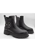 Hakiki Deri Kadın Bot Siyah Yandan Toka Detaylı Fermuarlı Bot thumbnail 4