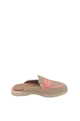 Hakiki Deri Keten Detaylı Pembe Günlük Kadın Terlik - 3