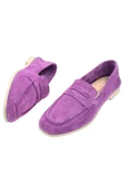 Hakiki Deri Mor Kadın Günlük Ayakkabı - 4