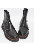Hakiki Deri Siyah Fermuarlı Kadın Günlük Bot thumbnail 2