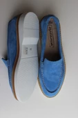 Hakiki Deri Mavi Günlük Kadın Ayakkabı Loafer Makosen - 6