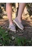 Hakiki Deri Bej Günlük Kadın Ayakkabı Loafer Eva Taban Makosen Babet Loafer1 - 4