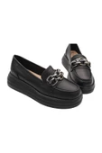 Hakiki Deri Siyah Kadın Ayakkabı Eva Taban Loafer thumbnail 7