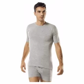 Namaldı 181 Bisiklet Yaka Likralı Yarım Kol Fanila- 3 Adet  Gri S thumbnail 1