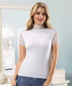 ANIT 2180 DANTELLİ BALIKÇI T-SHİRT 3 Adet   Beyaz XL thumbnail 2