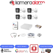 4 KAMERALI DAHİLİ MİKROFONLU GECE RENKLİ GÜVENLİK KAMERASI thumbnail 1