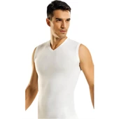 Namaldı Erkek Likralı V Yaka Sıfır Kol Body Atlet Fanila 188- 3 Adet  Beyaz S thumbnail 1