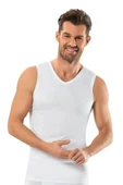 Jiber Erkek V Yaka Sıfır Kol Atlet 6'lı Paket - 123   Beyaz L thumbnail 1
