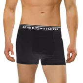 6 Adet Seher 060 Likralı Erkek Boxer  Külot  Siyah S - 1