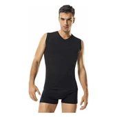 Namaldı Erkek Likralı V Yaka Sıfır Kol Body Atlet Fanila 188- 3 Adet  Siyah S thumbnail 1