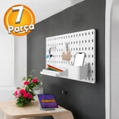 Plastik Delikli 7 Parçalı Organizer Levha Duvara Sabitlenebilir Çok Amaçlı Anahtarlık Pano 40x28 cm - 1