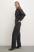 Yüksek Bel Kesik Paça Mom Jean Siyah - 2