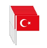 Sopalı Ay Yıldızlı Kağıt Bayrak Küçük 80Li - 1