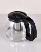 Kapris 1250 Ml Çelik Süzgeçli Cam Demlik Siyah 8883 - 1