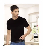 Tutku Elit Erkek Sıfır Yaka Likralı Kısa Kol Fanila Atlet 1301 - 12 Adet  Siyah 2XL thumbnail 3